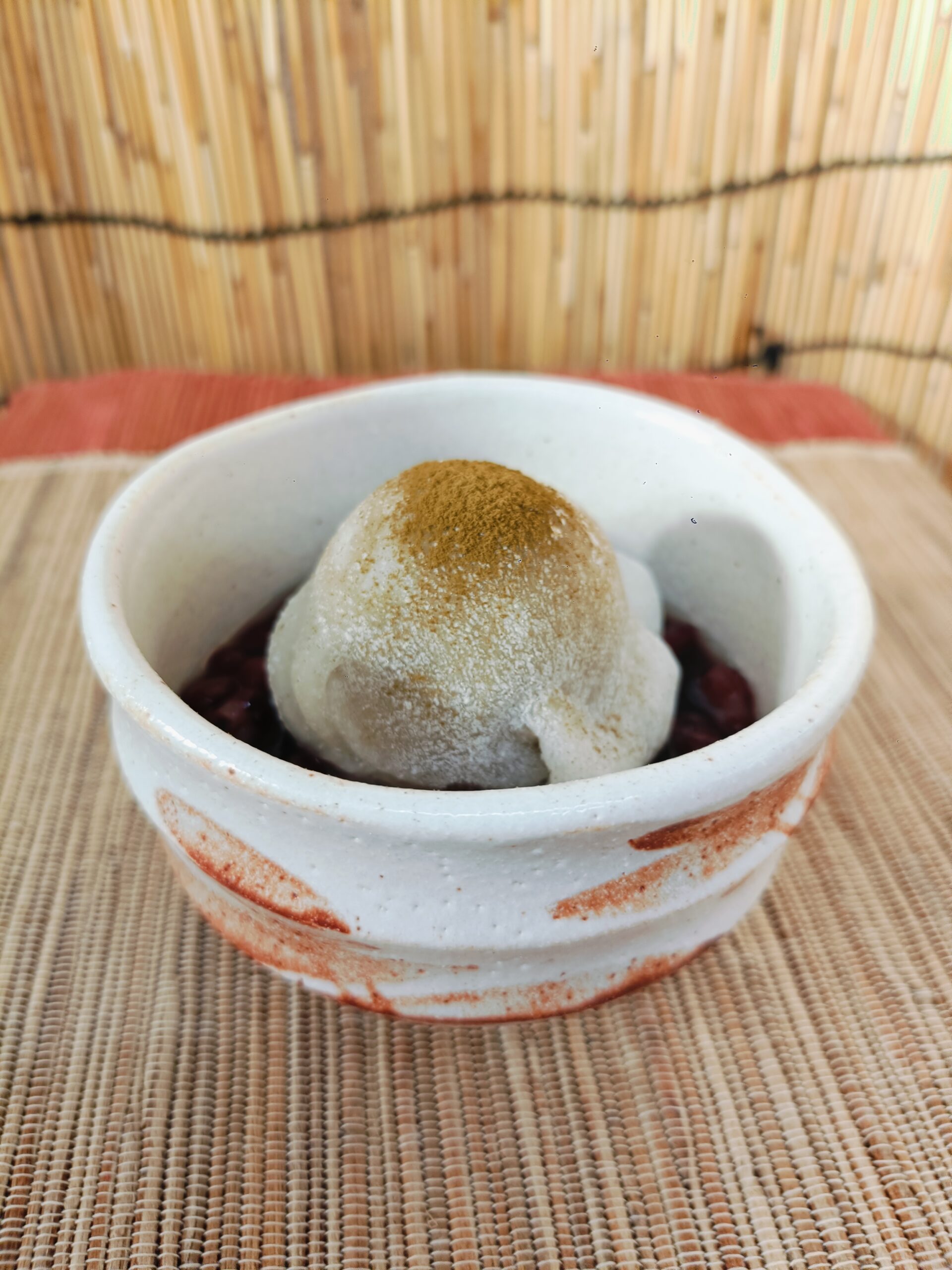 雪見ほうじ茶ぜんざいのアップ